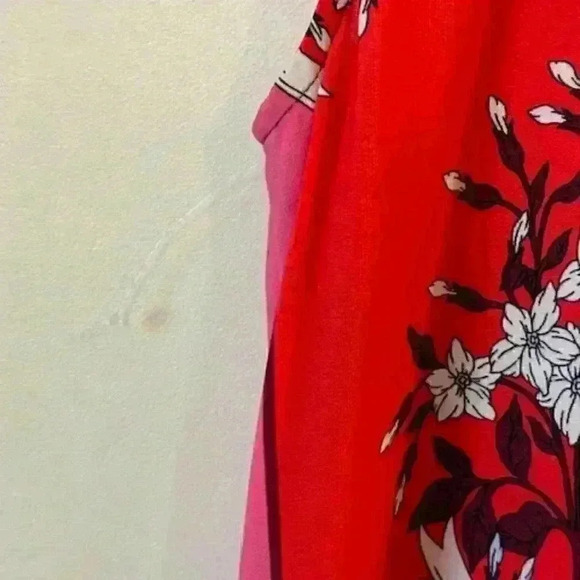 MSK Sleeveless Baroque Print 3-Ring Dress. Blue/Coral/Red Abstract Size Medium - Picture 2 of 12